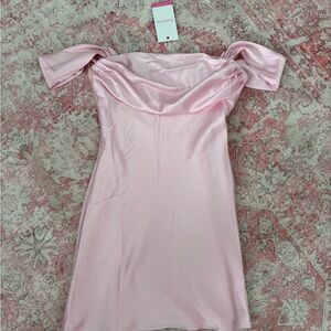 Beginning Boutique Light Pink Satin Mini Dress, Never Worn